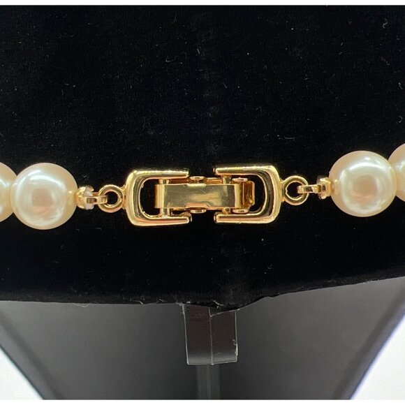 Vintage-Inspired Faux Pearl Necklace With Gold-Tone Accents & Rhinestone Detaili - Picture 4 of 6
